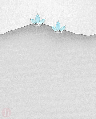 Cercei argint frunze pietre bleu
