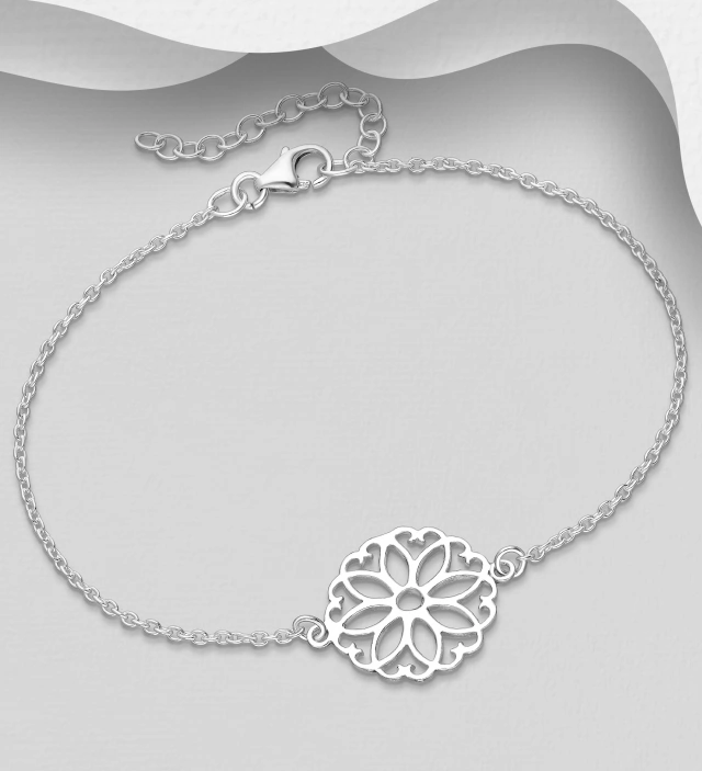 Bratara ajustabila mana argint model floare