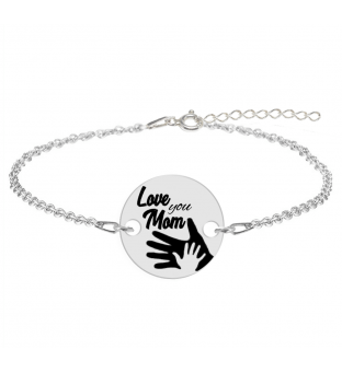 Bratara din argint cu banut Love You Mom - Te iubesc Mami