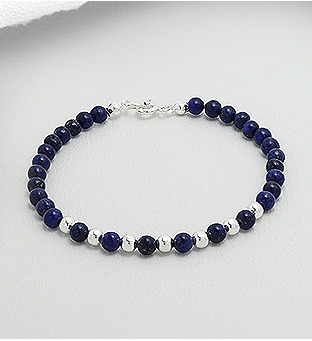 Bratara argint cu pietre albastre de lapis lazuli