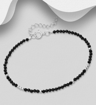 Bratara din argint cu pietre negre de spinel
