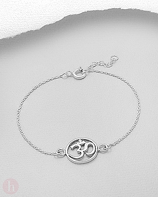 Bratara din argint cu talisman rotund mantra OM