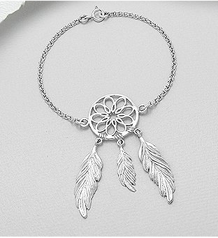 Bratara norocoasa din argint simplu model Dream Catcher