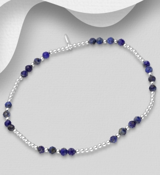 Bratara elastica din argint cu pietre albastre lapis lazuli