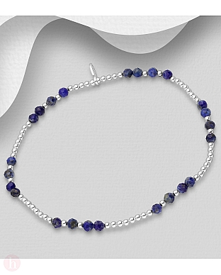 Bratara elastica din argint cu pietre albastre lapis lazuli