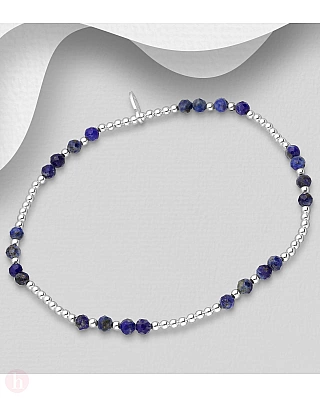 Bratara elastica din argint cu pietre albastre lapis lazuli