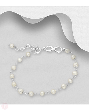 Bratara eleganta argint cu perle si infinit