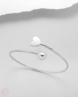 Bratara fixa argint Cuff inima si biluta