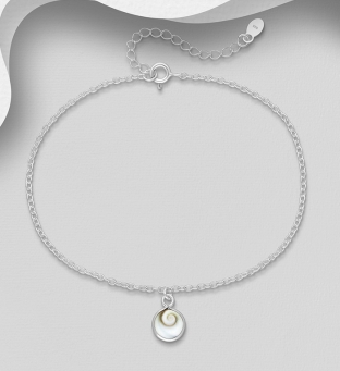 Bratara picior argint cu Charm scoica Shiva