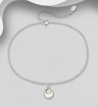 Bratara picior argint cu Charm scoica Shiva