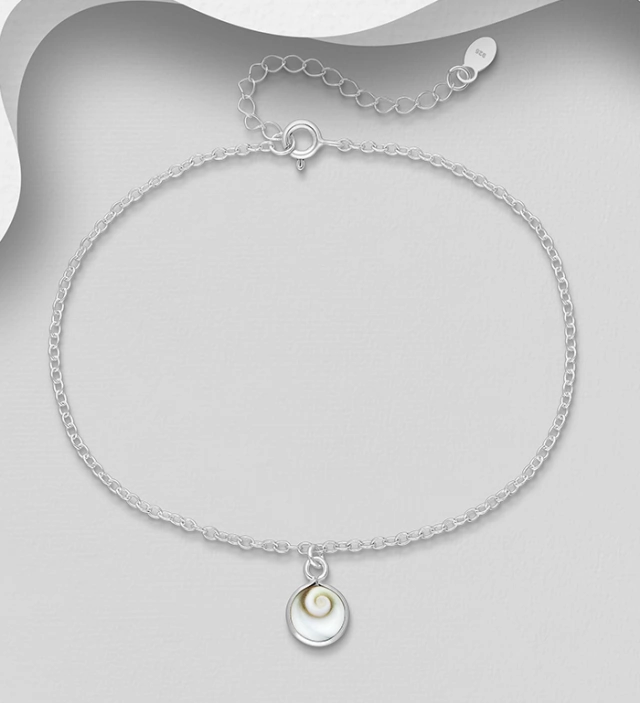 Bratara picior argint cu Charm scoica Shiva