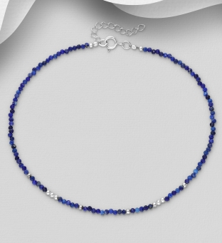 Bratara picior argint cu pietre albastre de lapis lazuli
