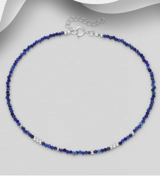 Bratara picior argint cu pietre albastre de lapis lazuli