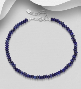 Bratara picior argint margele lapis lazuli albastre