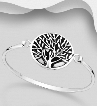 Bratara rigida argint cu simbolul Tree of Life