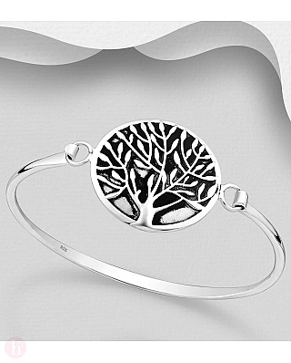 Bratara rigida argint cu simbolul Tree of Life
