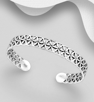 Bratara rigida argint model Flower of Life