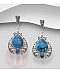 Cercei din argint cu marcasite si pietre albastre Cercei din argint cu marcasite si pietre albastre