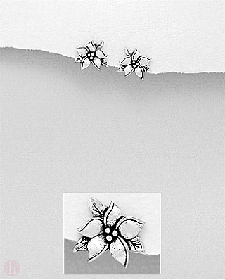 Cercei din argint model floare de Craciunita - Poinsettia