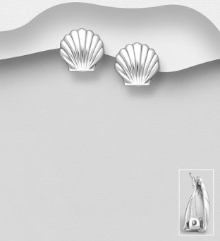 Cercei din argint model scoica cu clips