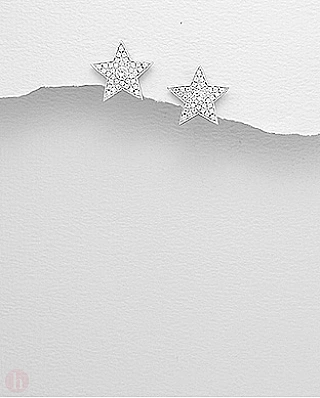 Cercei din argint model stea cu cristale Zirconia albe