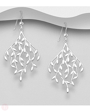 Cercei din argint simplu model frunze