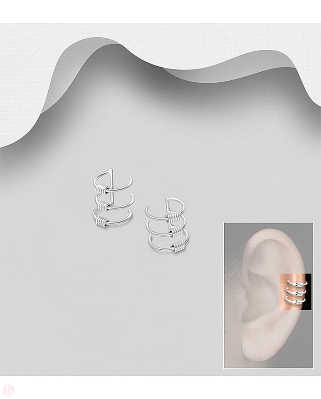 Cercei ear cuff din argint model spirala