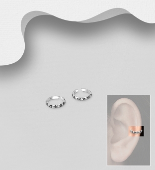 Cercei ear cuffs din argint cu soare si luna