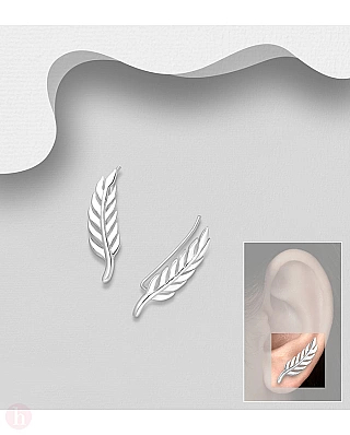 Cercei ear pins - agrafa din argint model frunza