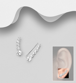 Cercei ear pins din argint cu cristale