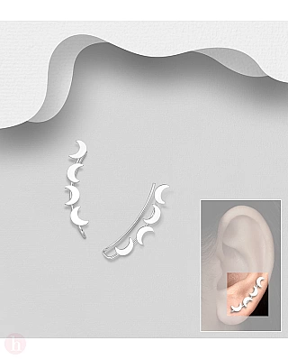 Cercei ear pins din argint model luna