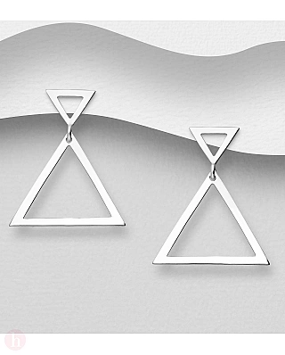 Cercei geometrici din argint model triunghi