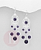 Cercei lungi tip candelabru din argint cu inima si pietre violet
