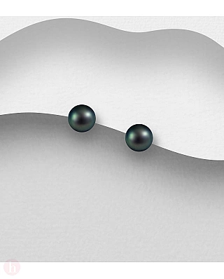 Cercei mici argint cu perle negre