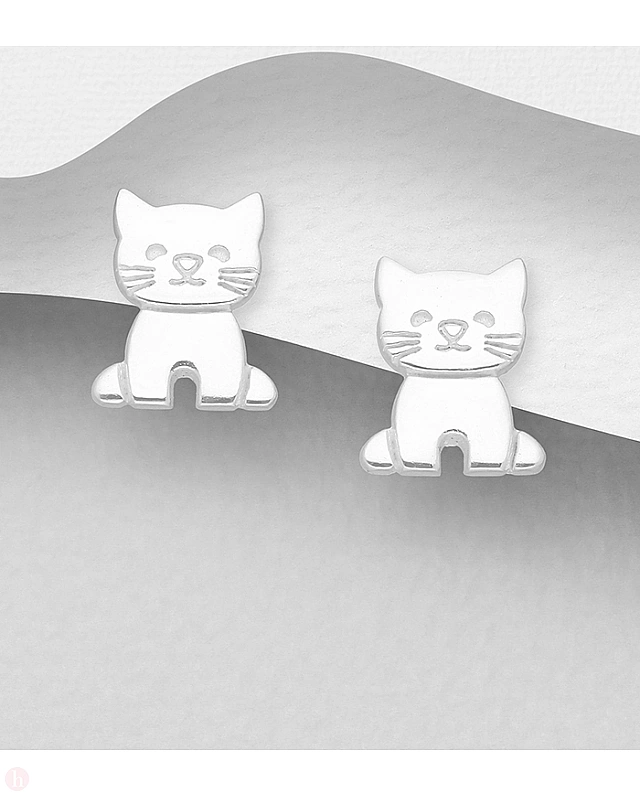 Cercei mici argint cu pisica