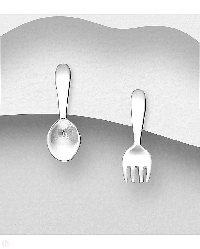 Cercei mici argint lingura si furculita