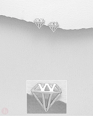 Cercei mici din argint in forma de diamant