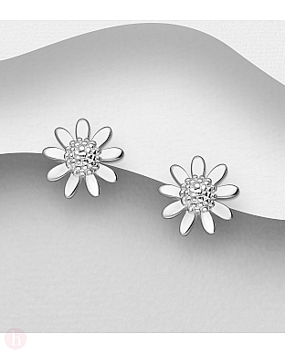 Cercei mici din argint model floare