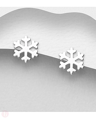 Cercei mici din argint model fulg de zapada