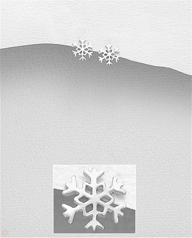 Cercei mici din argint, model fulg de zapada