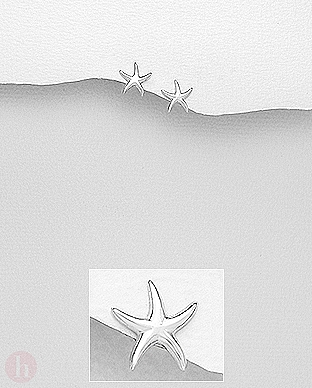 Cercei mici din argint model stea de mare