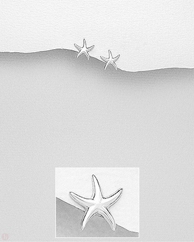 Cercei mici din argint model stea de mare