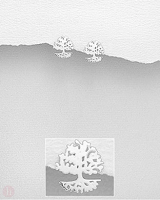 Cercei mici din argint model Tree of Life