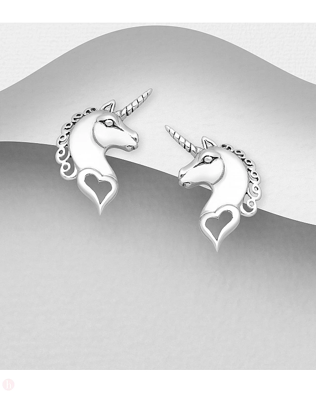Cercei mici din argint model unicorn - pegas