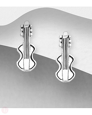 Cercei mici din argint model vioara