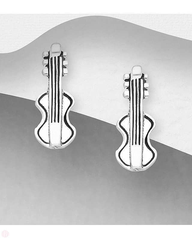 Cercei mici din argint model vioara