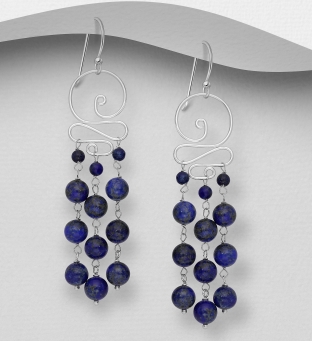 Cercei spirala argint cu lapis lazuli