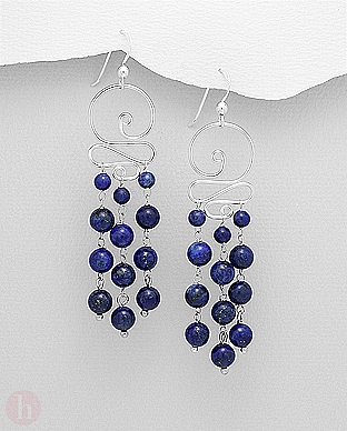 Cercei spirala argint cu lapis lazuli