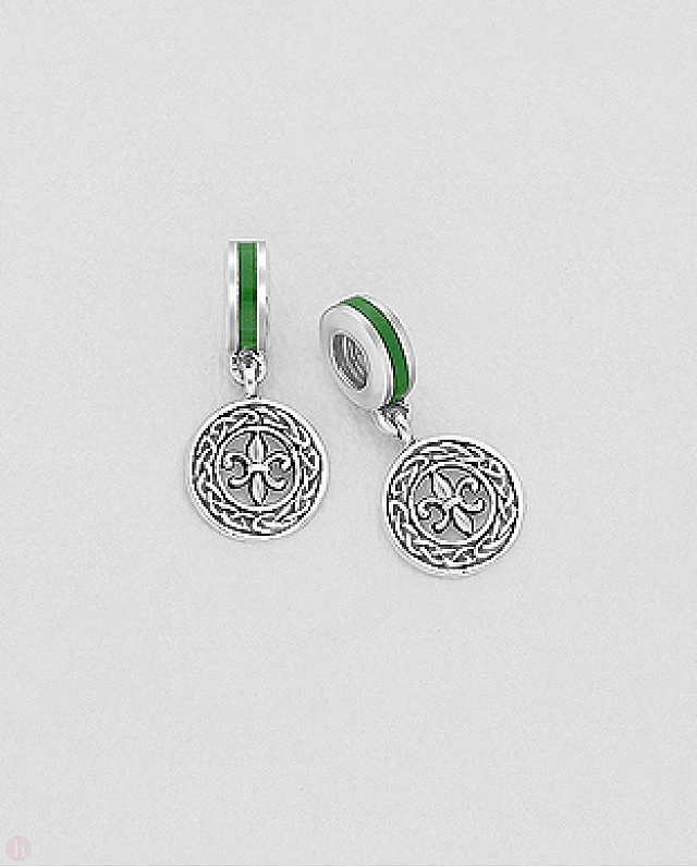 Charm - talisman din argint model celtic cu floare de crin