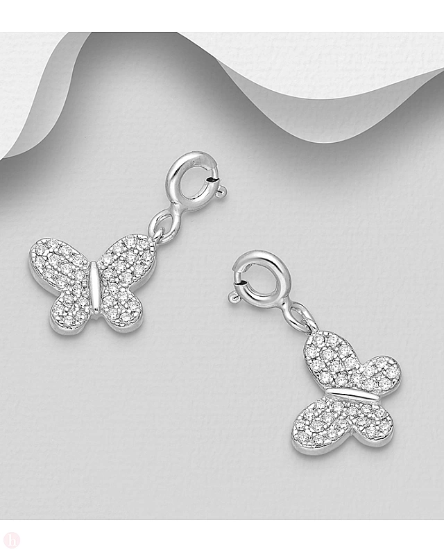 Charm - talisman pentru bratara din argint model fluture